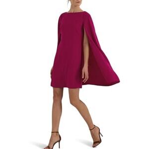 Ralph Lauren Women's Colorful Sleeveless Caped Sheath Fuchsia Pink Size 12